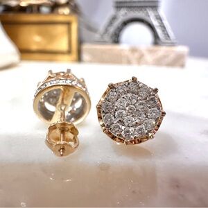10K Yellow Gold Clustered Diamond Fashion Earrings
